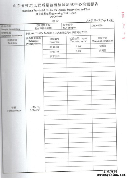 室內(nèi)污染檢測(cè)報(bào)告